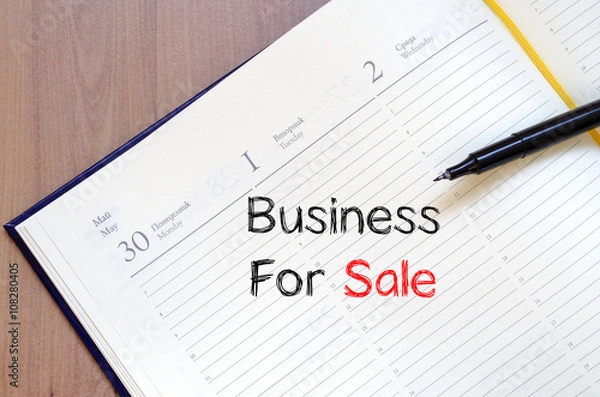 Fototapeta Business for sale write on notebook