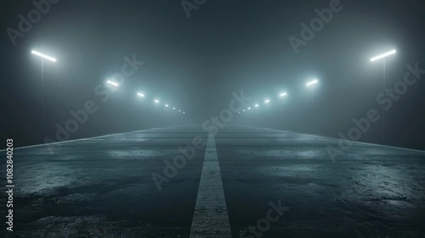 Fototapeta Lightning cuts through the abstract night sky. Dark clouds churn, signaling the storm's presence.