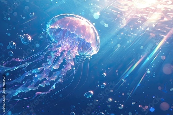 Obraz Jellyfish in anime style, cartoon style.