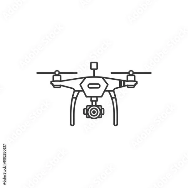 Fototapeta Line Drawing of a Drone with a Camera Attached