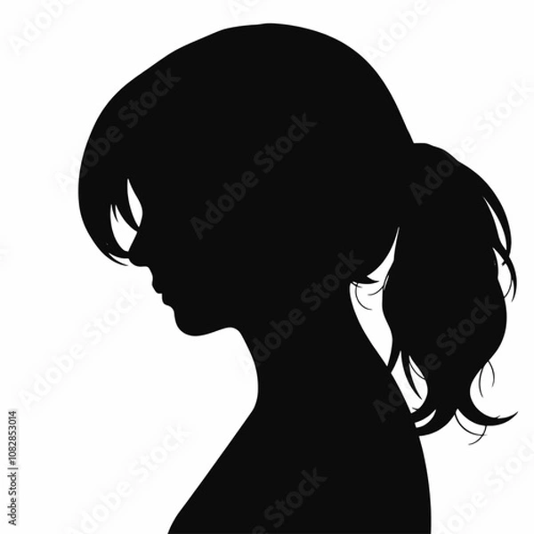 Fototapeta Silhouette profile vector image,black color silhouette on a  white background
