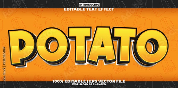 Fototapeta Potato editable text effect in new modern trend style
