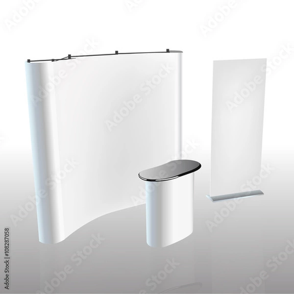 Fototapeta Trade exhibition stand, Exhibition Stand round, 3D rendering vis