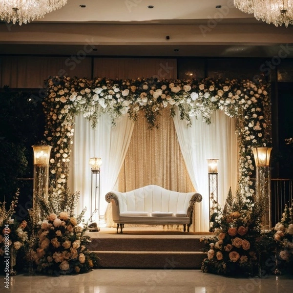 Fototapeta Design A Luxurious Wedding Stage With A Soft Ivory (2) 3 4x
