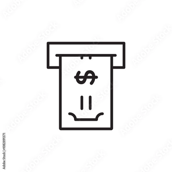 Fototapeta ATM Cash thin line vector icon.
