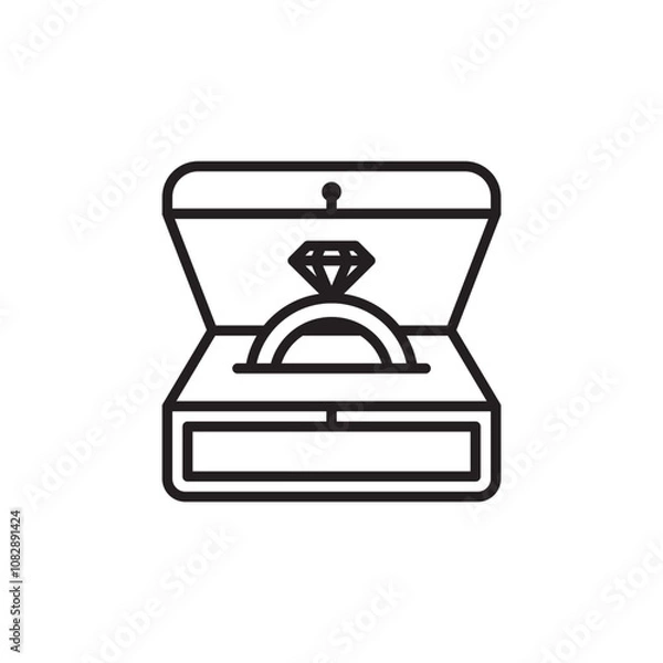 Fototapeta Ring Box thin line vector icon.