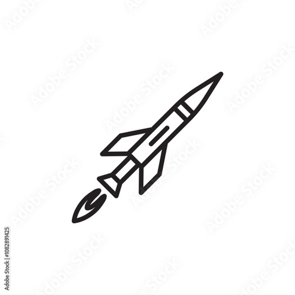 Fototapeta Missile thin line vector icon.