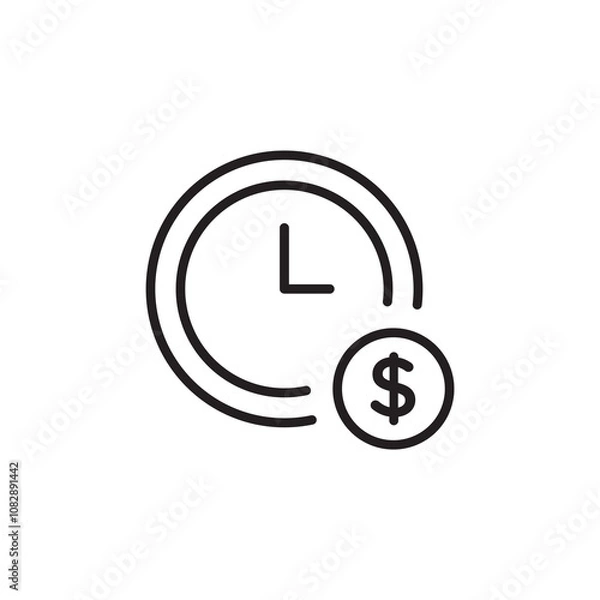 Fototapeta Time Is Money thin line vector icon.