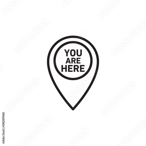 Fototapeta You Are Here Pointer thin line vector icon.