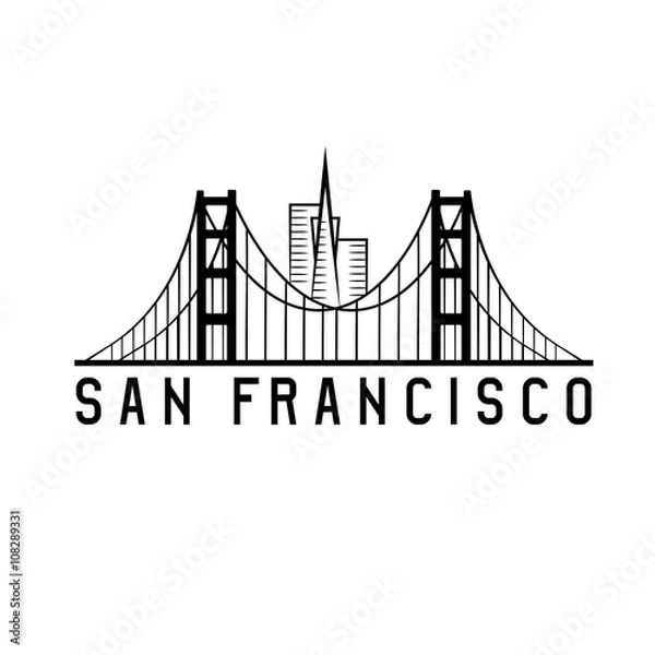 Fototapeta panoramę san francisco panoramę wektorową projekt ilustracji
