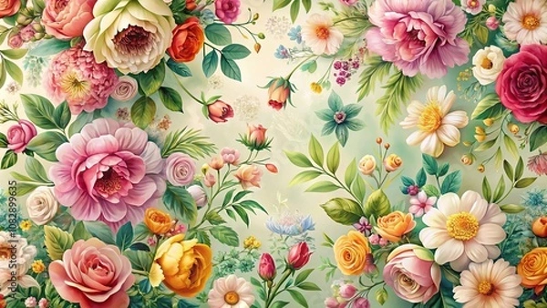 Obraz Colorful floral background with a wide-angle view