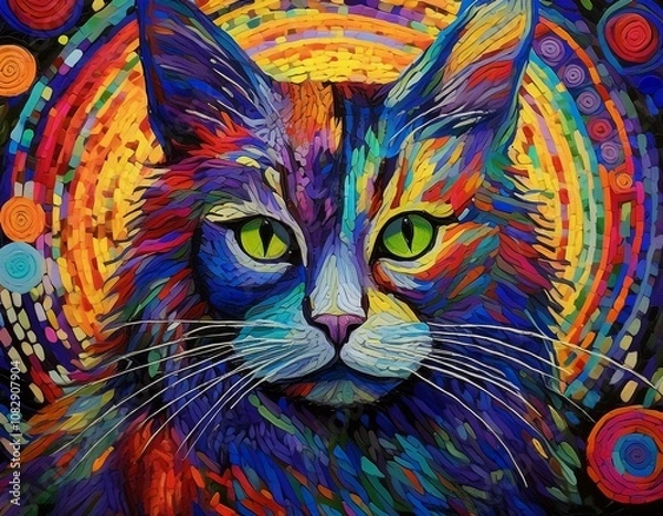 Fototapeta colorful cat wallpaper, colorful cat background, colorful cat pattern, colorful cat pattern wallpaper