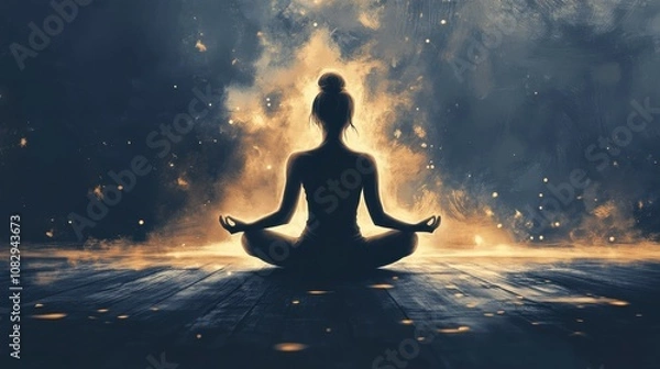 Fototapeta Mindful Breathing Practice in Dim Lighting