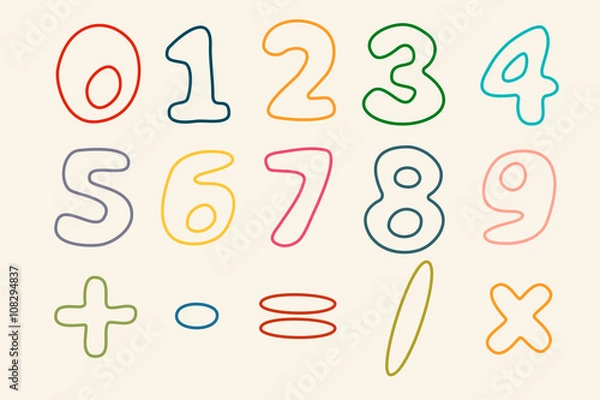 Obraz Hand drawn numbers set.