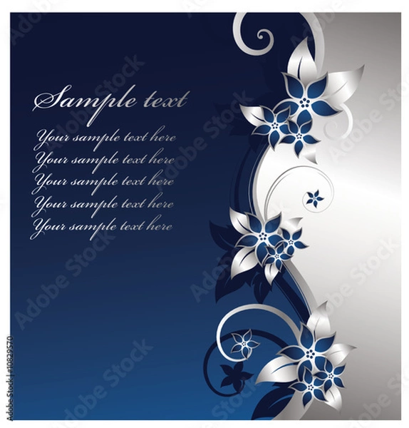 Fototapeta silver floral background