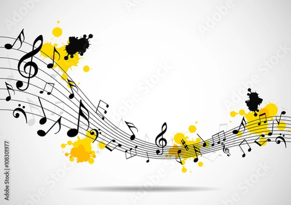 Fototapeta Abstract musical background with notes