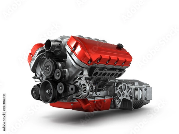 Fototapeta automotive engine gearbox assembly is isolated on a white backgr