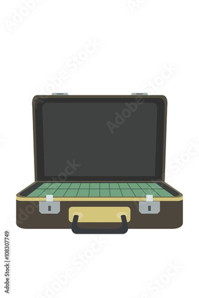 Obraz Case Full of Green Money. Vector Illustration