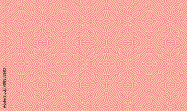 Fototapeta Pink, red and orange repeating background lined diamond pattern
