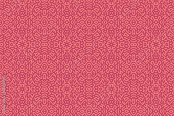 Fototapeta Red and pink repeating background lined symmetrical pattern