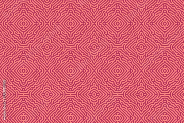 Fototapeta Red and pink repeating background lined diamond pattern
