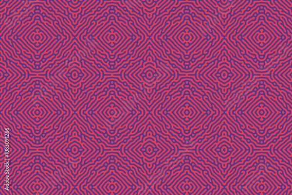 Fototapeta Red and purple repeating background lined diamond pattern