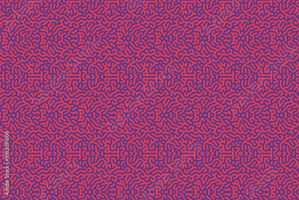 Fototapeta Red, purple and blue repeating background lined squiggle pattern