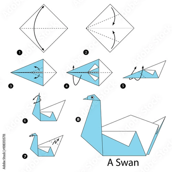 Obraz instrukcje krok po kroku, jak zrobić origami A Swan.