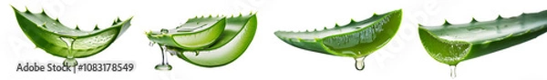 Fototapeta Detailed close-up of fresh aloe vera leaves showcasing their vibrant green color and unique texture.