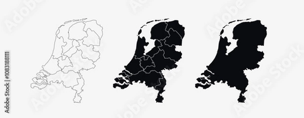 Fototapeta Netherlands Map vector icon. Map of Netherlands Black Silhouette.