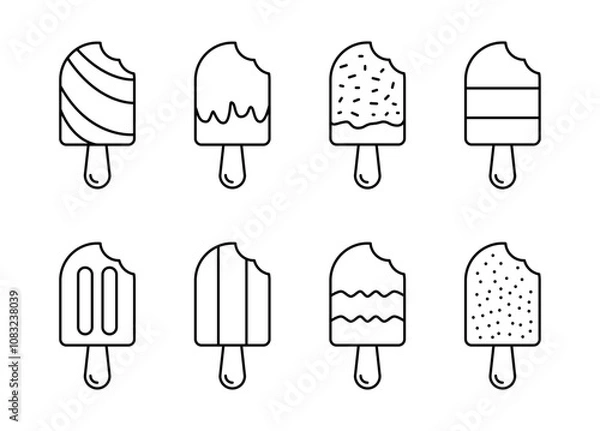 Obraz popsicle illustration for coloring pages. Popsicle ice outline icon