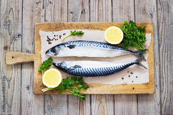 Obraz Mackarel at cutting table