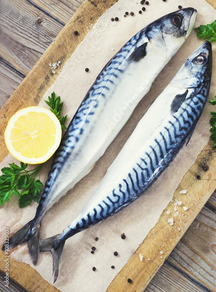 Obraz Mackarel at cutting table