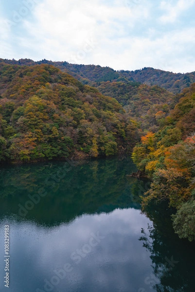 Obraz 紅葉と湖