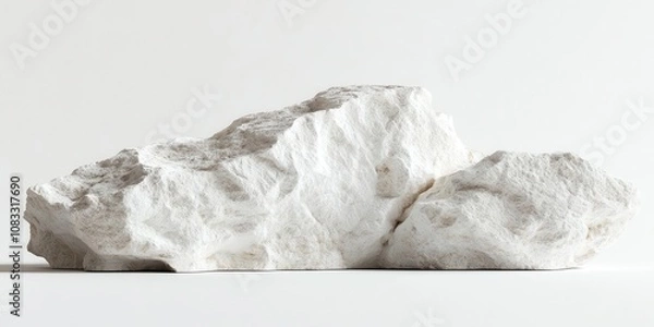 Obraz Close-up of chalk rock, white and chalky texture, isolated on white