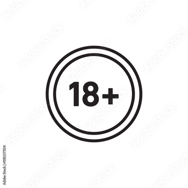 Fototapeta 18 Plus thin line vector icon