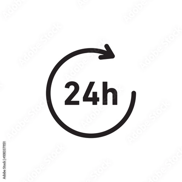 Fototapeta 24 Hour Time thin line vector icon