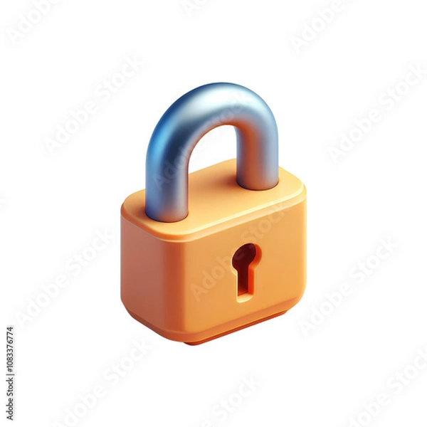 Obraz Orange Padlock 3D Render Icon