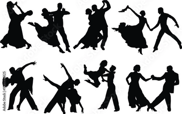 Obraz Dansa ballroom silhouette, dancing collection
