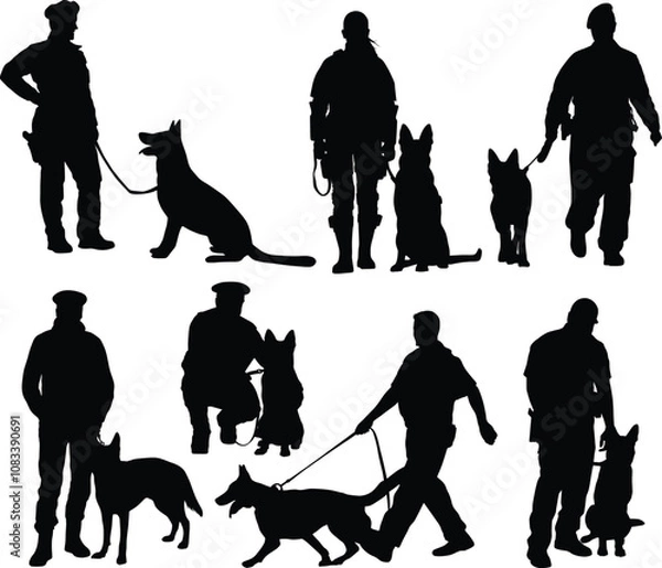 Obraz Police uniform with dog silhouettes.