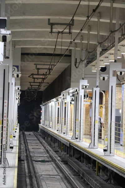Fototapeta sannomiya Hanshin station platform in kobe japan with tapping machine to enter