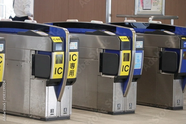 Fototapeta sannomiya Hanshin station platform in kobe japan with tapping machine to enter