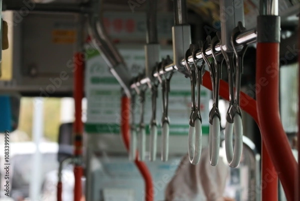 Obraz Japanese bus with a button to press when passengers are going to get off at the next stop