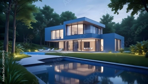 Fototapeta 3d view of house model,With Background,Vector Style,3d Illustration