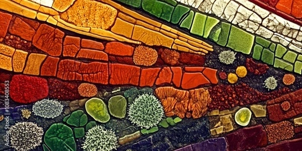 Obraz Colorful microscopic life forms and structures.