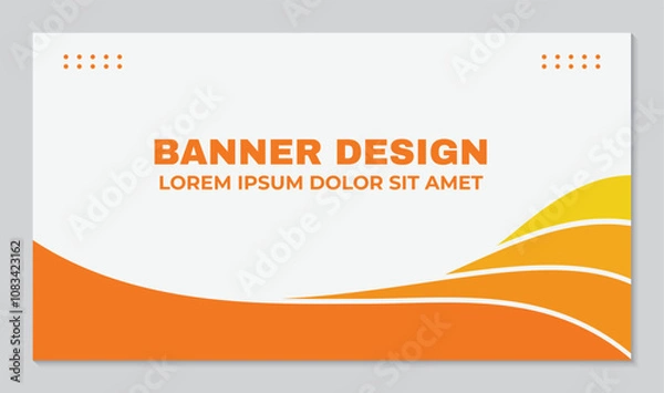 Fototapeta Elegant orange wavy banner template design on white background