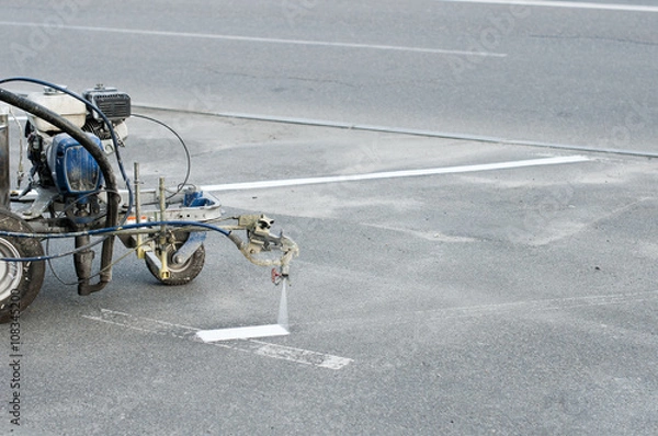 Fototapeta manual spray marking machine for parking layout