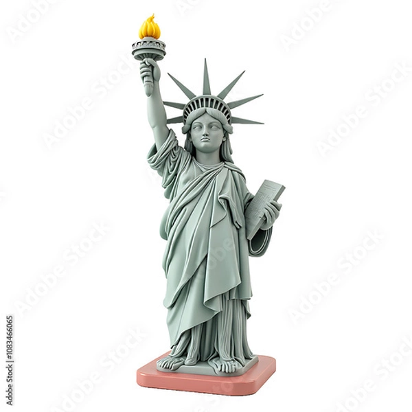 Fototapeta 3D Statue of Liberty With a Torch on a Transparent Background