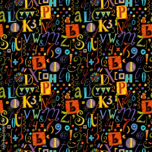 Fototapeta Hand Drawn Font Seamless Pattern