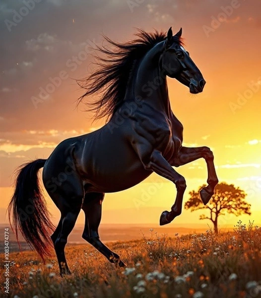 Obraz Horse on the background of a sunset